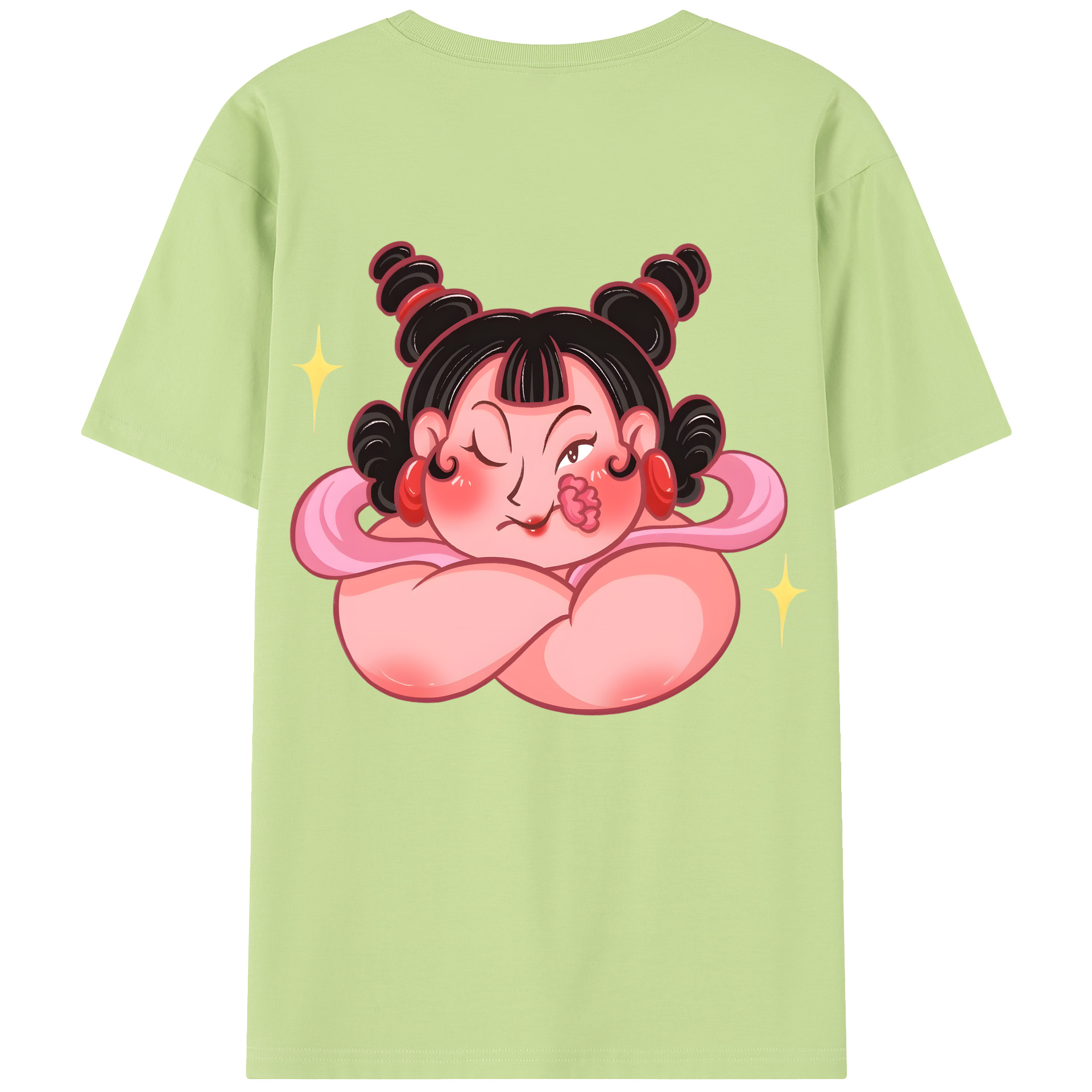 （画像用） Ne Zha 2 ナタ 魔童の大暴れ 綿100％半袖Tシャツ（背面プリント）